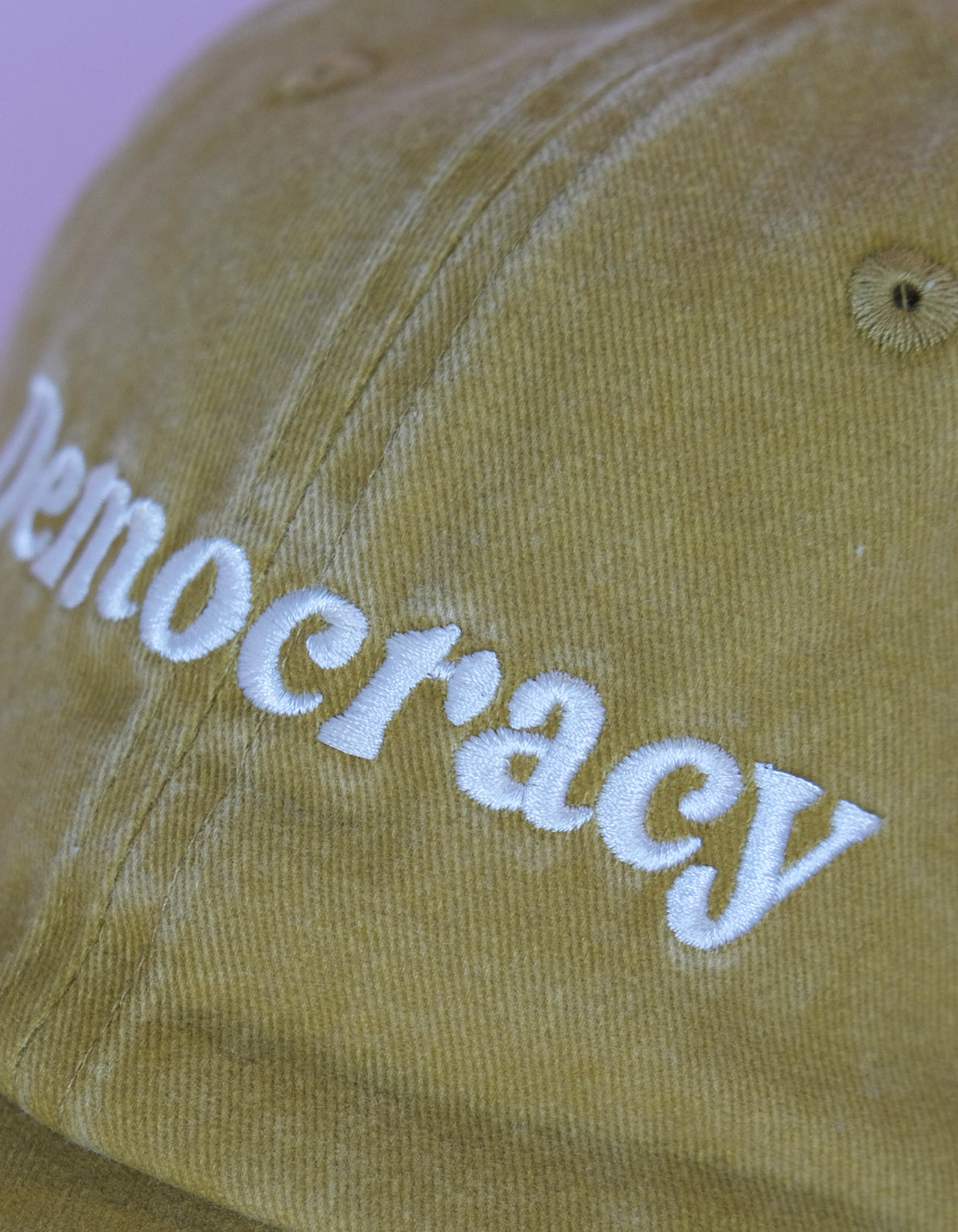 Embroidered Hat | Democracy, Washed Mustard Color