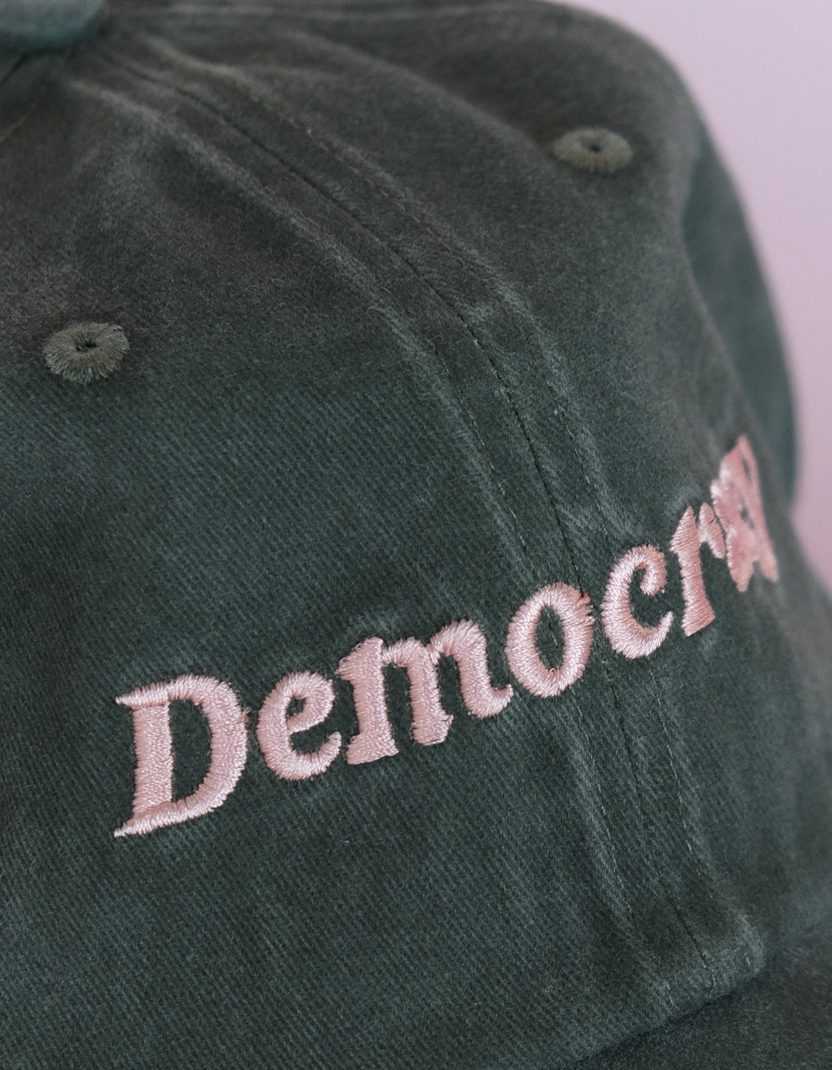 Embroidered Hat | Democracy, Washed Green Color