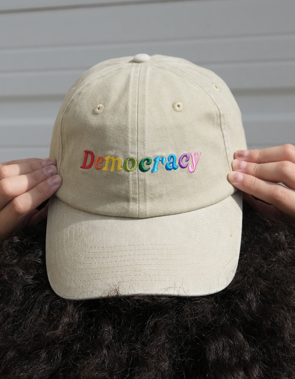 Embroidered Hat | Democracy, Rainbow