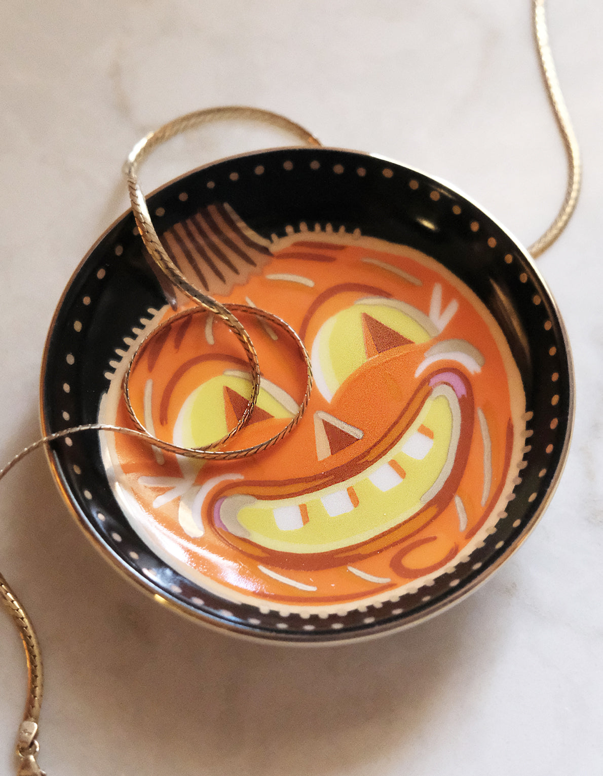 Porcelain Trinket Dish | Halloween Vintage Jack-o-Lantern