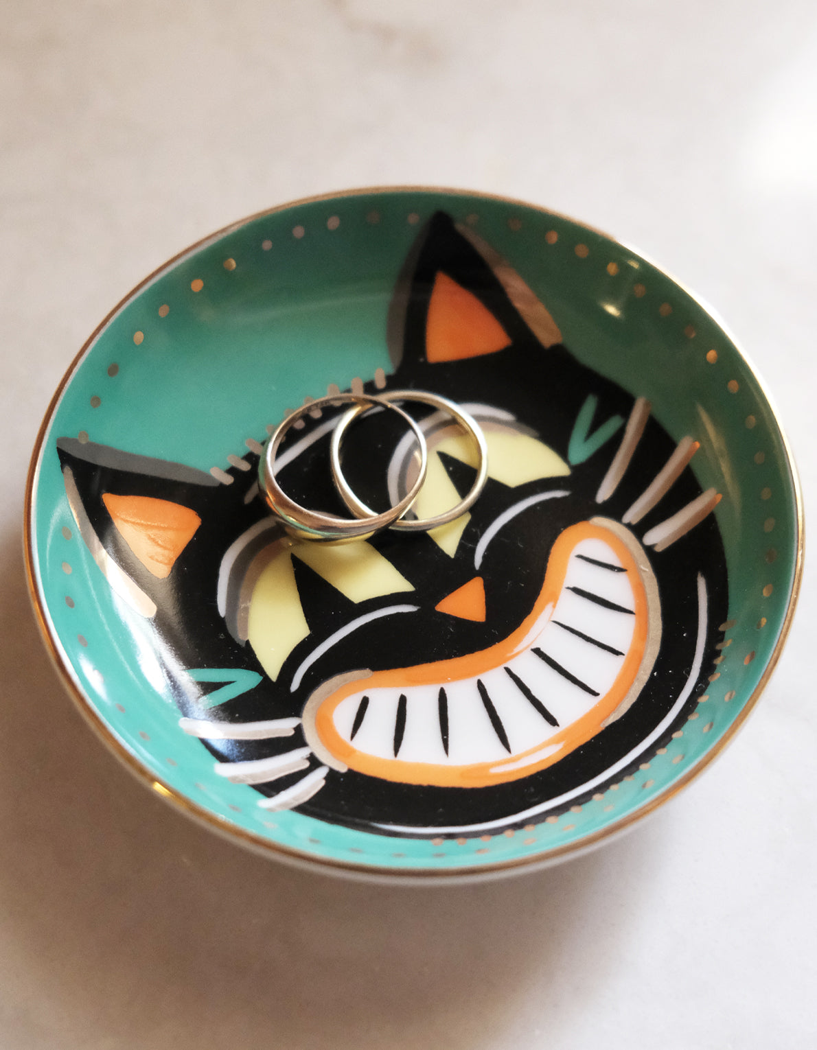 Porcelain Trinket Dish | Halloween Vintage Cat