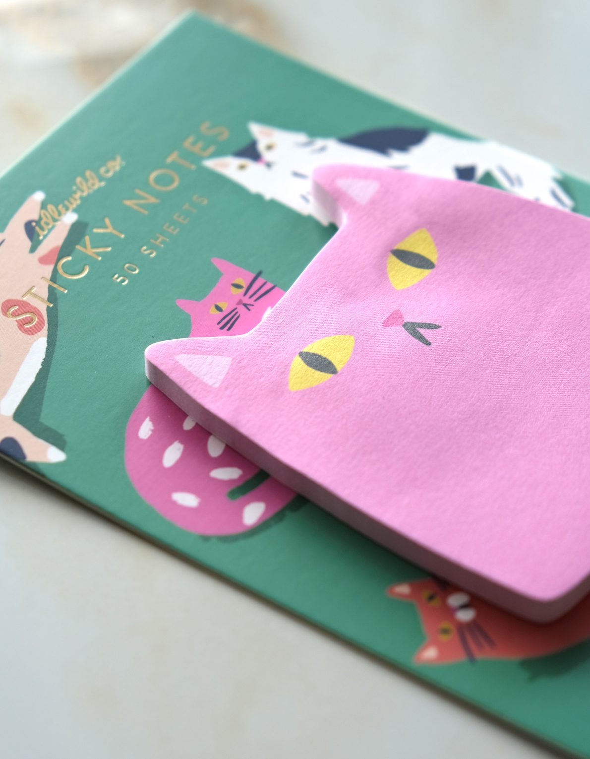 Die-Cut Sticky Note Pad | Pink Cat
