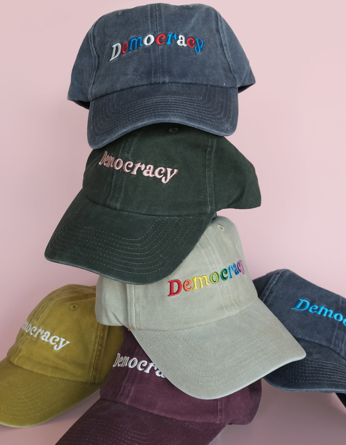 Embroidered Hat | Democracy, Rainbow