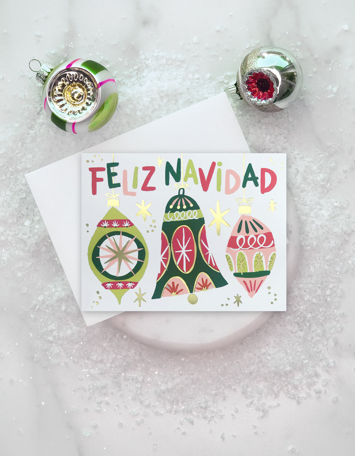 Christmas Greeting Card | Feliz Ornaments