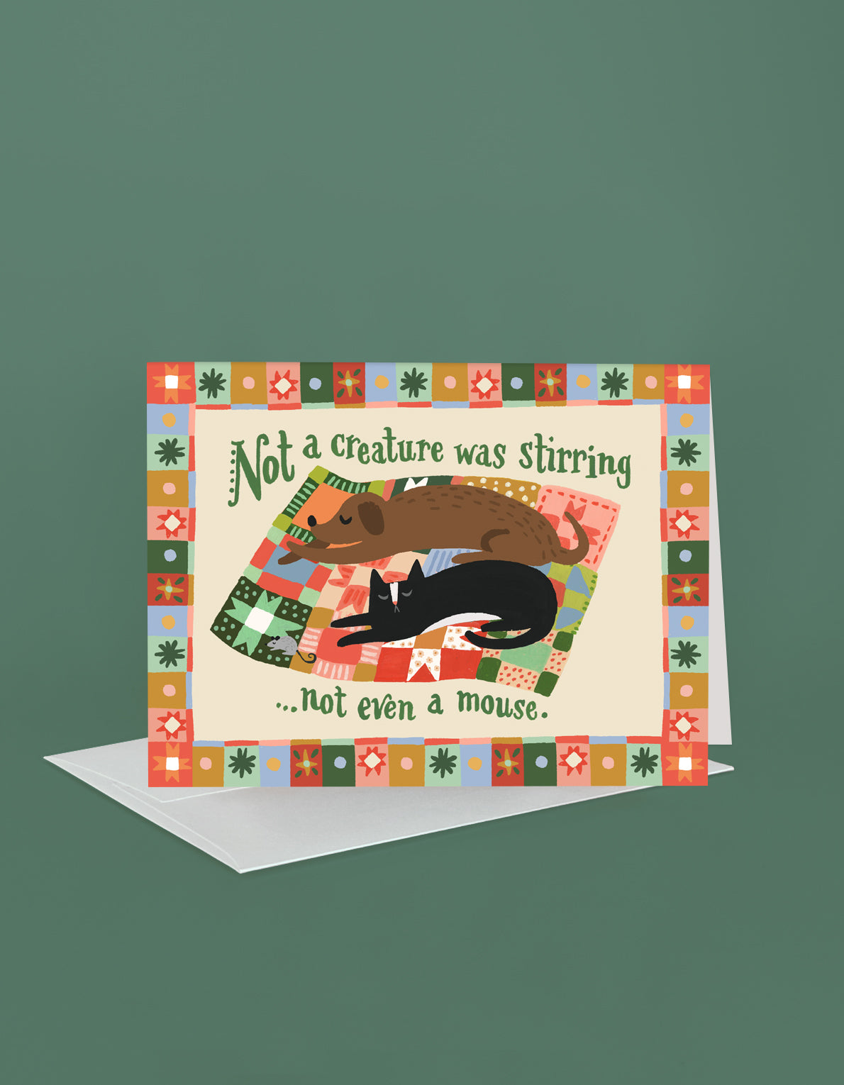 Christmas Greeting Card | Cozy Cat & Dog