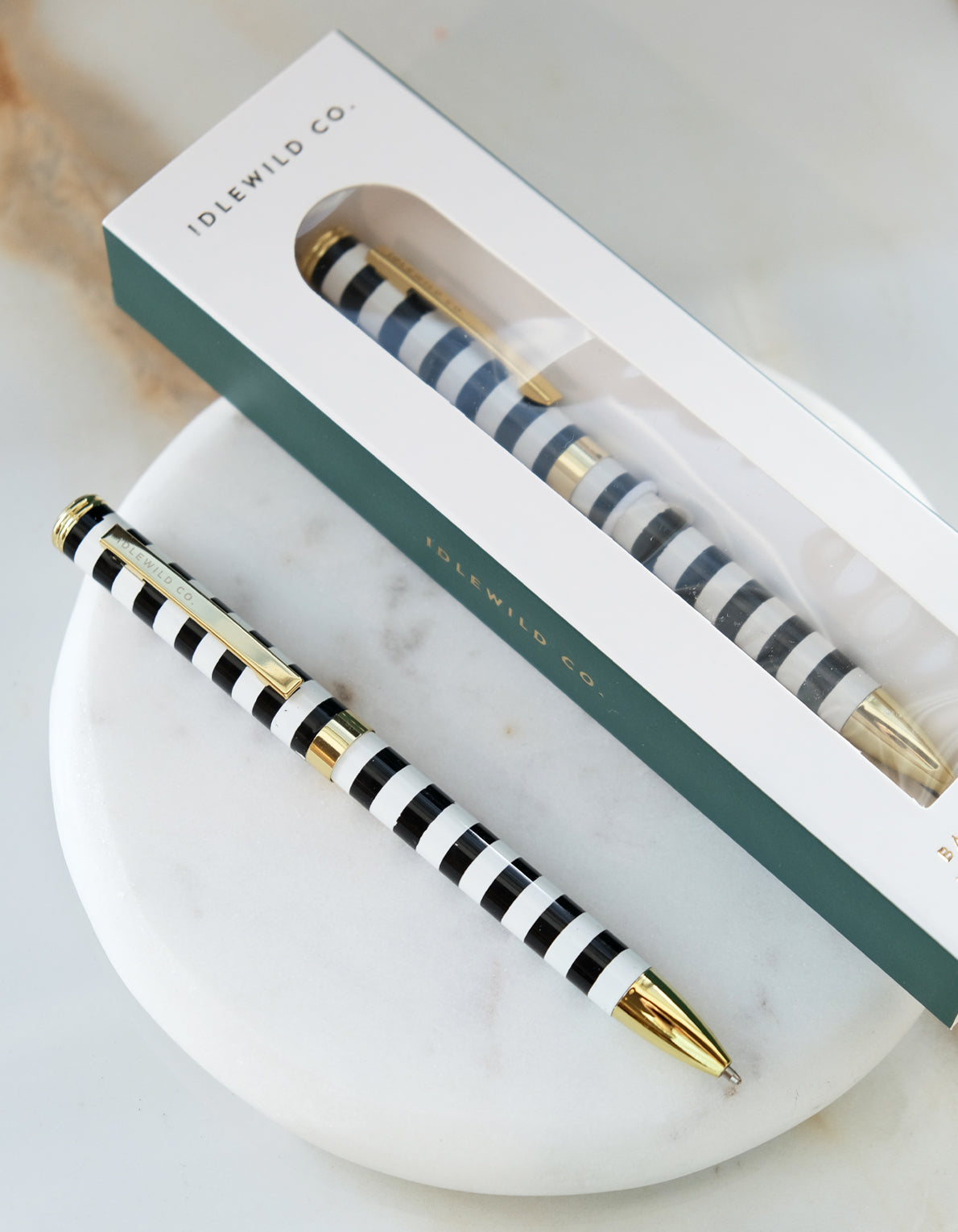 Luxe Pen, Rollerball | Black & White Stripe
