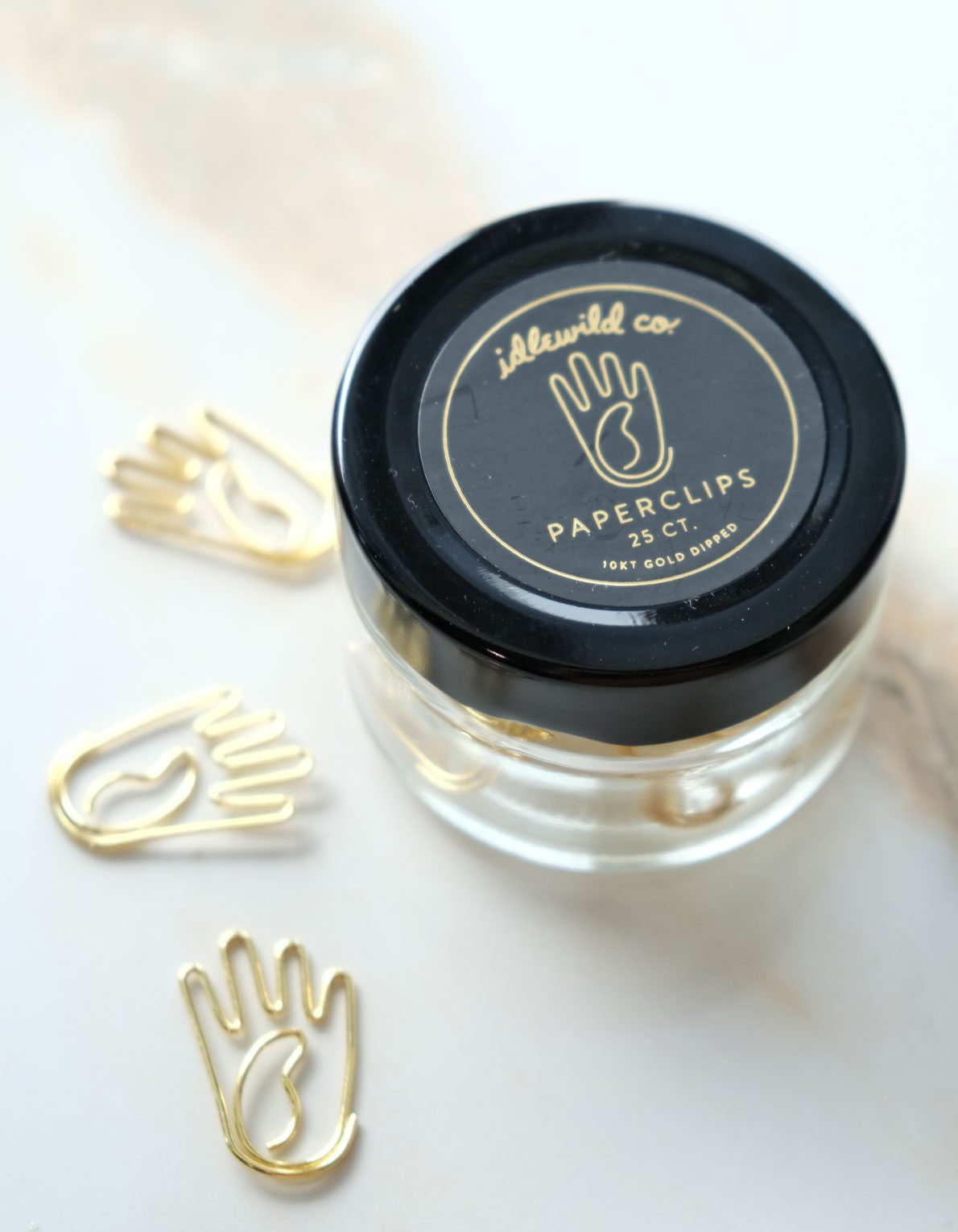 Gold Plated Paper Clips (Jar of 25) | Hand