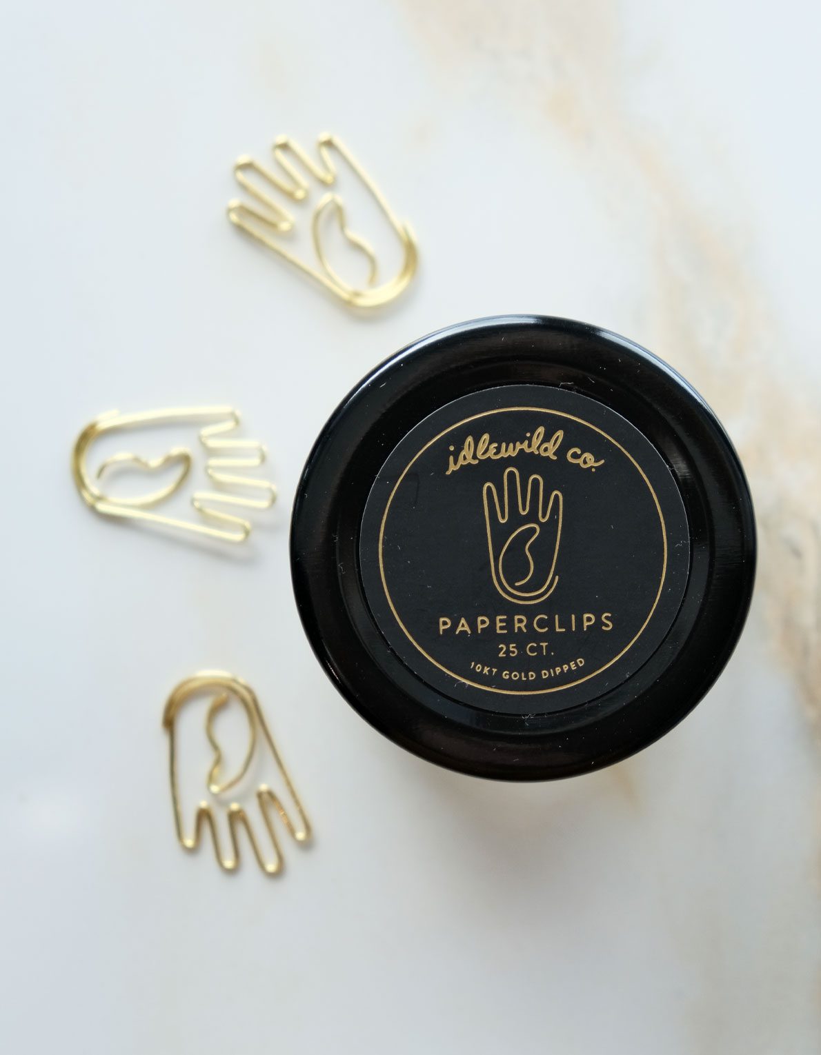 Gold Plated Paper Clips (Jar of 25) | Hand