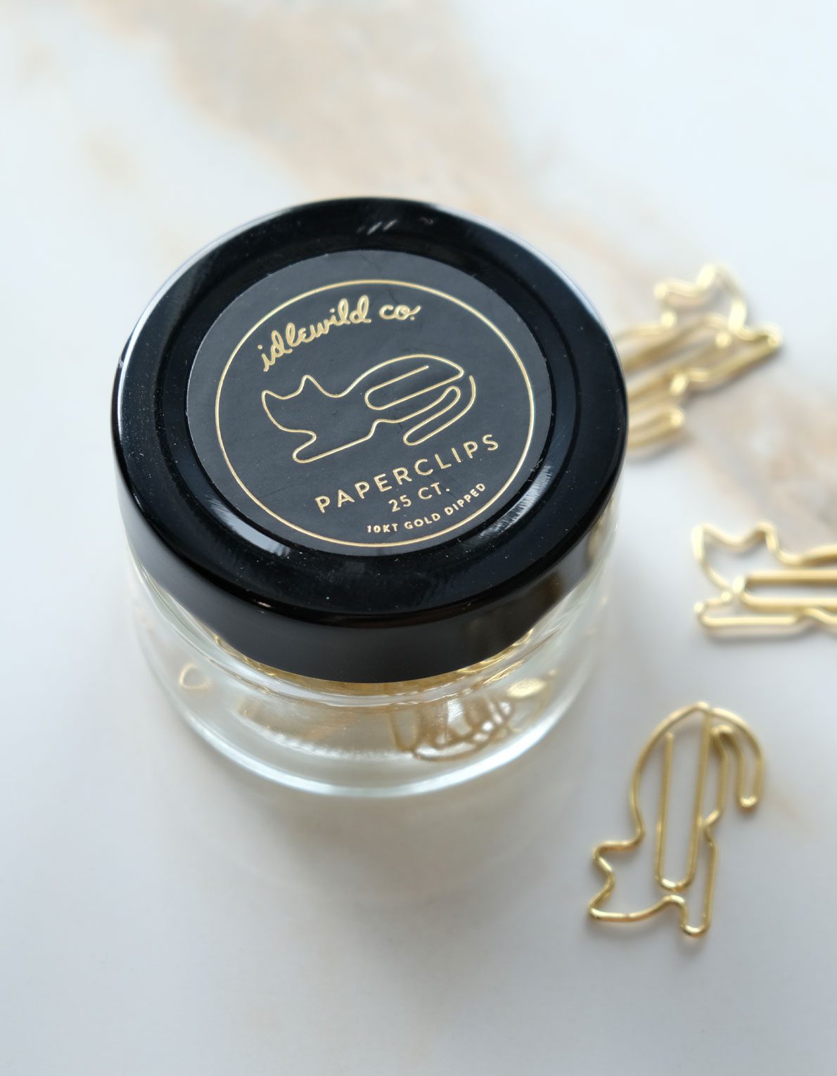 Gold Plated Paper Clips (Jar of 25) | Cat