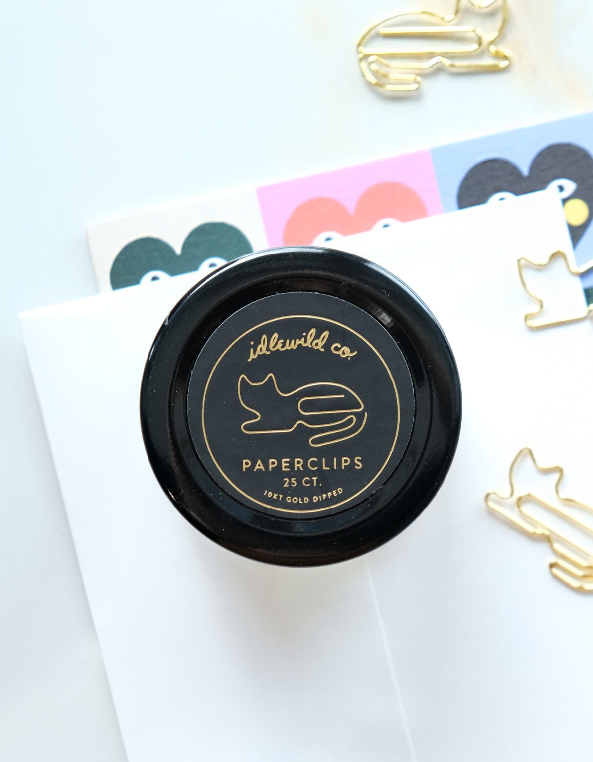 Gold Plated Paper Clips (Jar of 25) | Cat