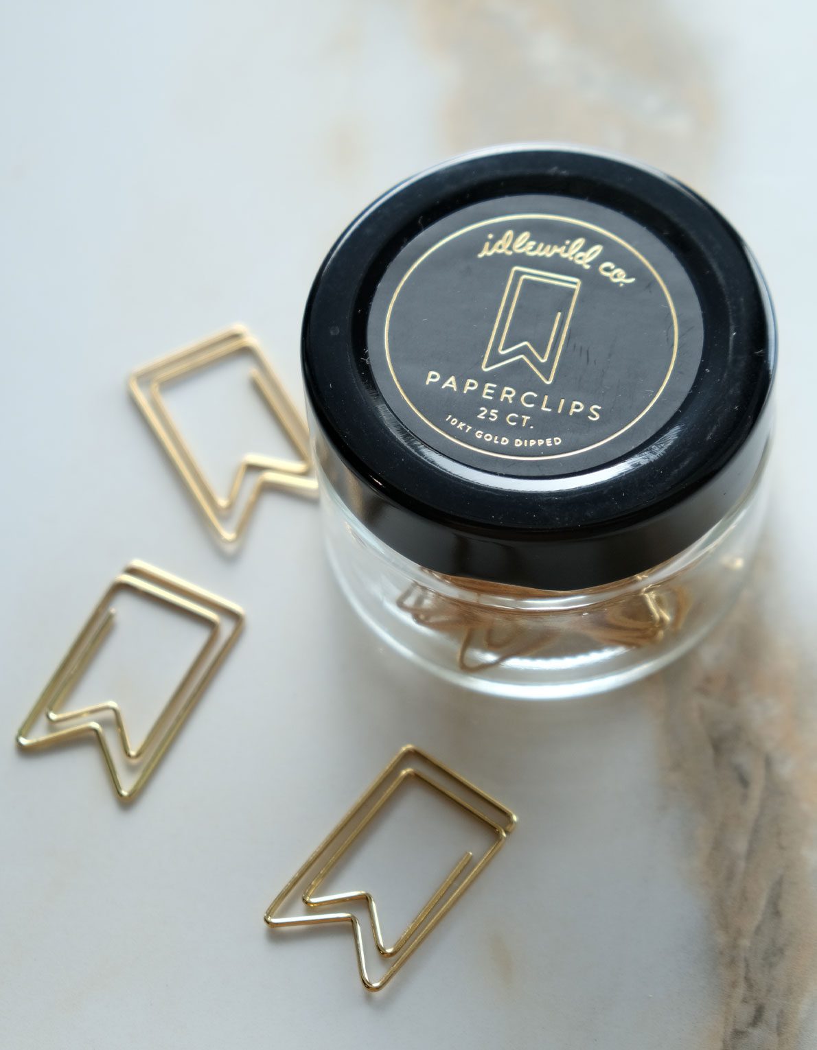 Gold Plated Paper Clips (Jar of 25) | Flag