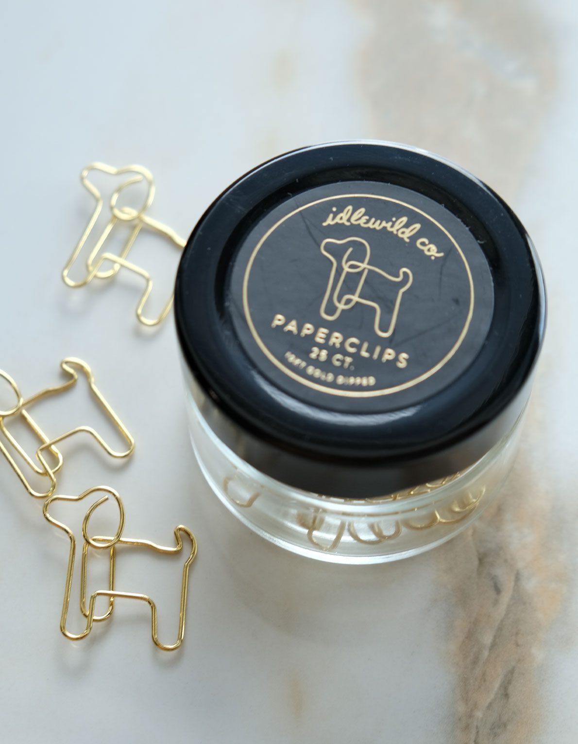 Gold Plated Paper Clips (Jar of 25) | Dog