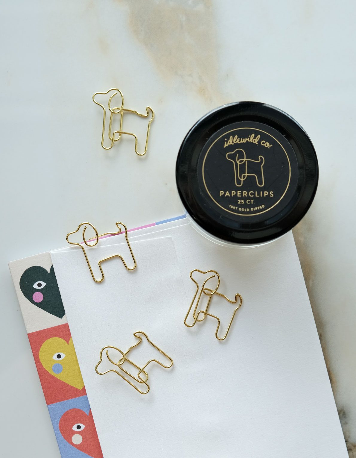 Gold Plated Paper Clips (Jar of 25) | Dog