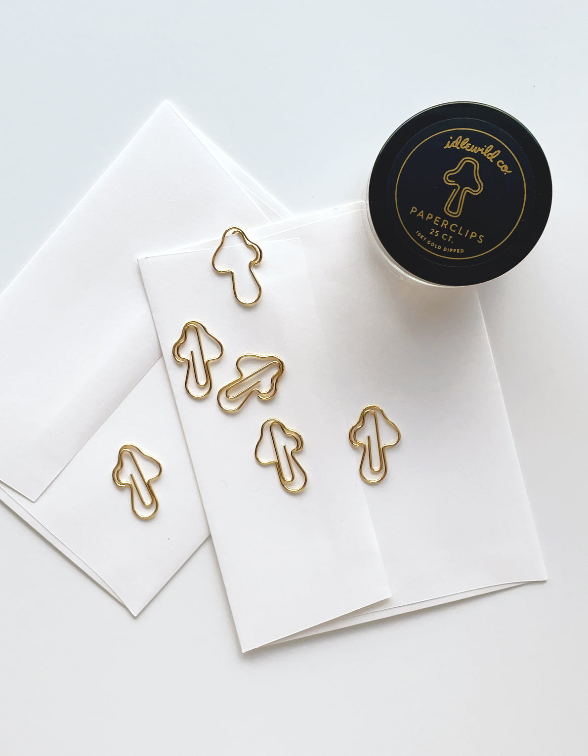 Gold Plated Paper Clips (Jar of 25) | Mushroom