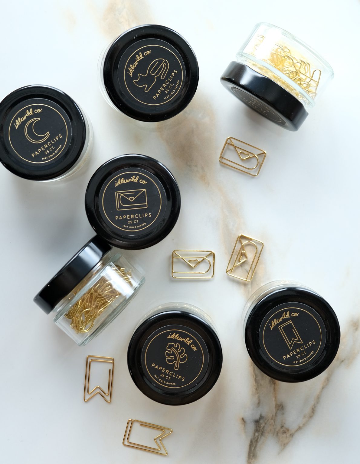 Gold Plated Paper Clips (Jar of 25) | Cat