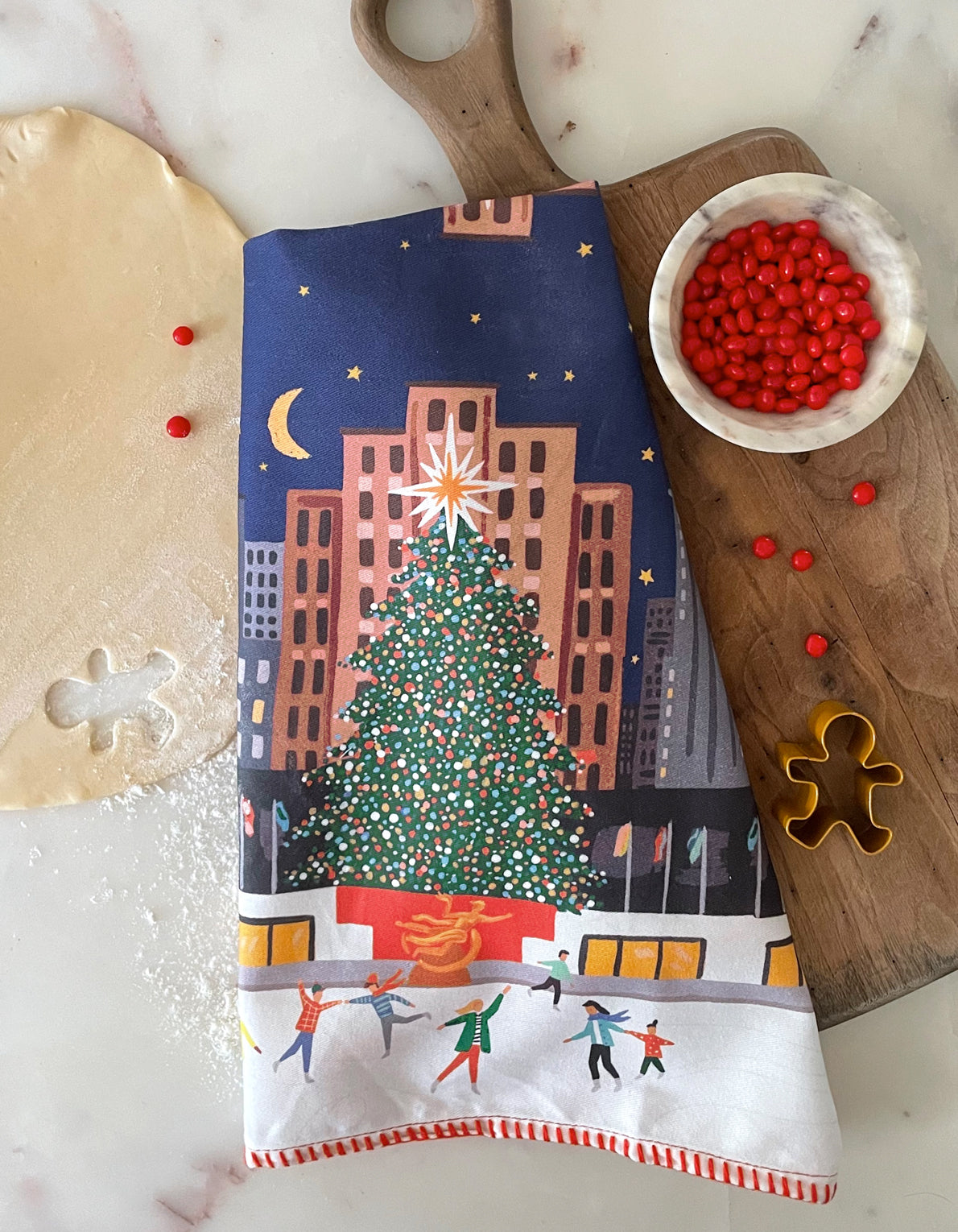 Cotton Holiday Tea Towel | Rockefeller Tree