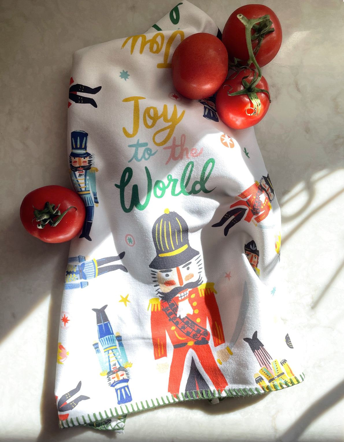 Cotton Holiday Tea Towel | Nutcrackers