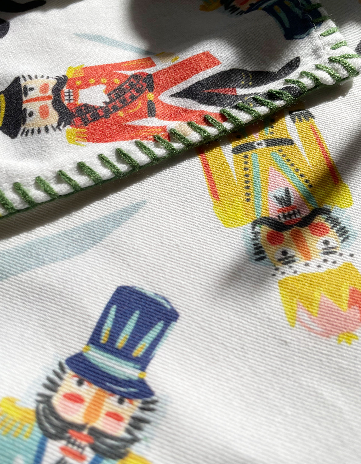 Cotton Holiday Tea Towel | Nutcrackers