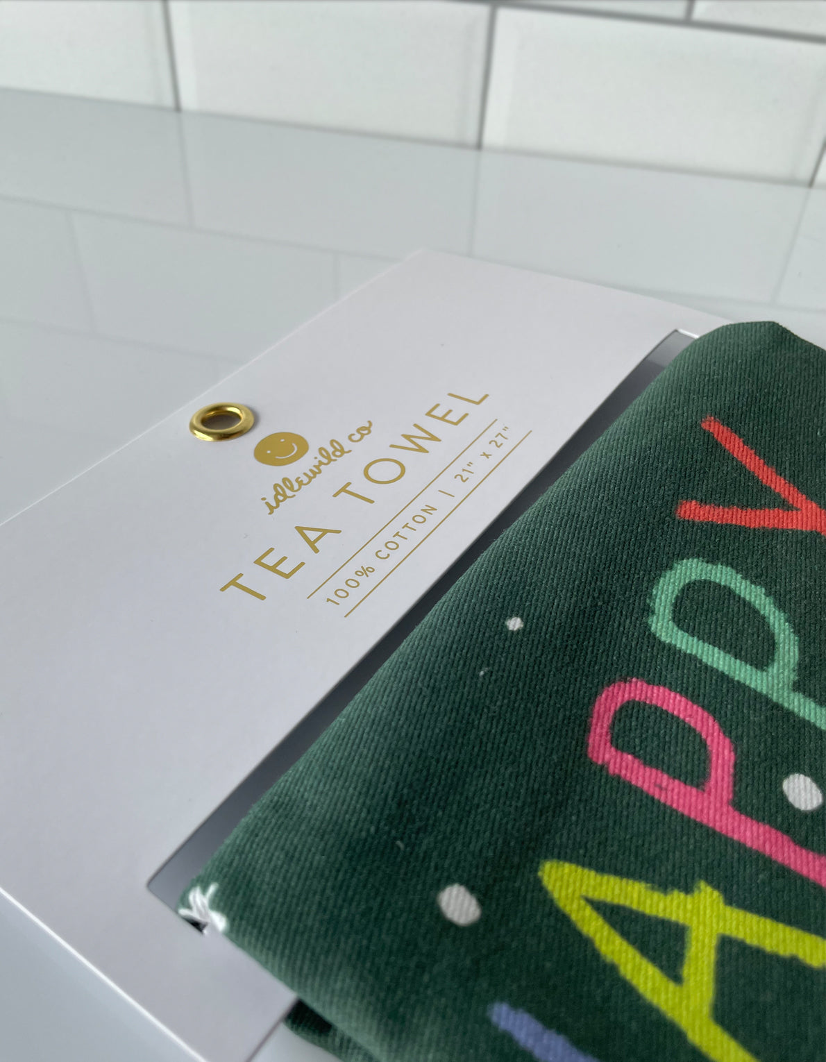 Cotton Holiday Tea Towel | Kitty Carols