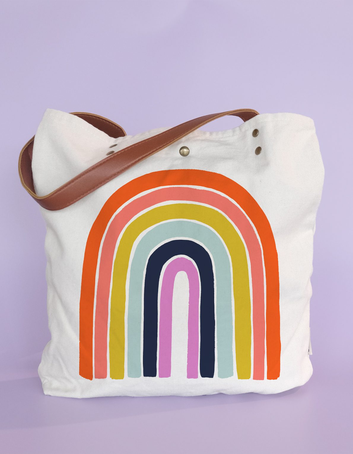 Screen Printed Canvas Tote | Rainbow