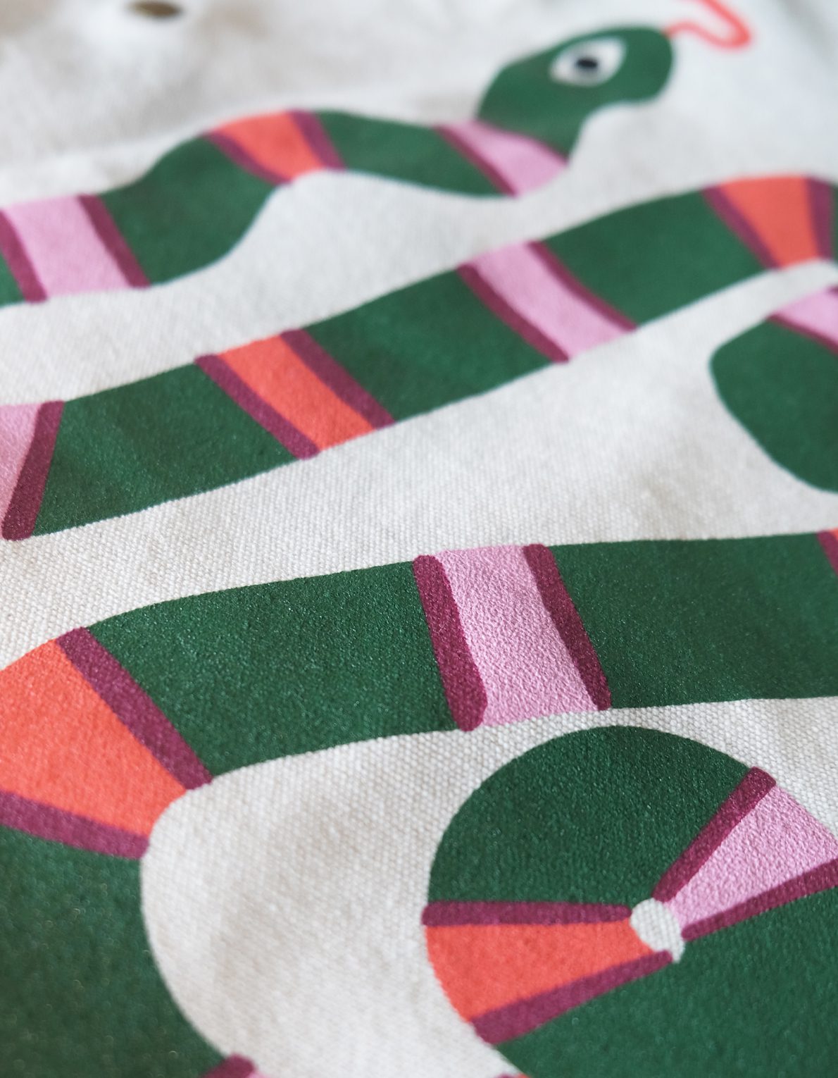 Screen Printed Canvas Tote | Striped Snake