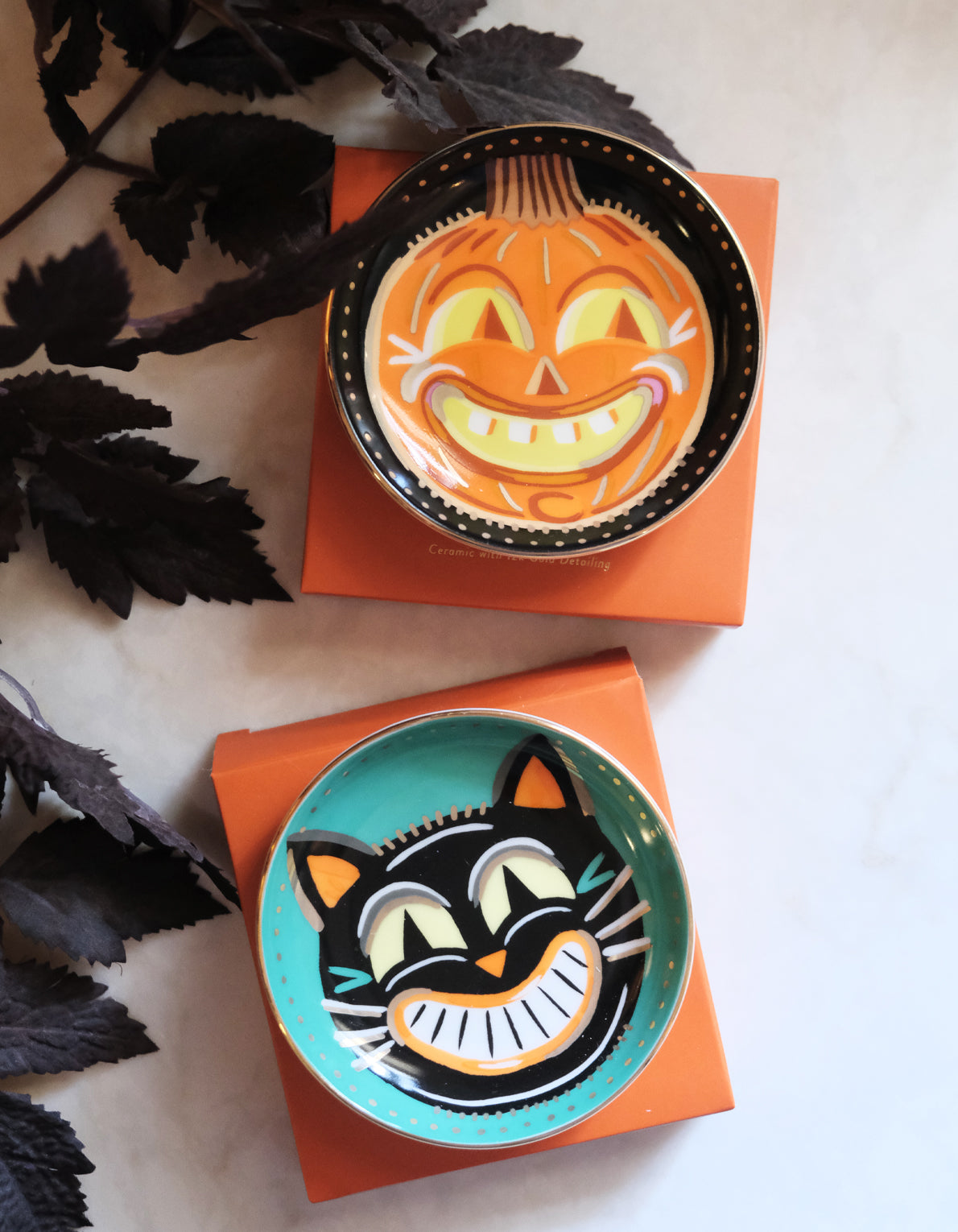 Porcelain Trinket Dish | Halloween Vintage Jack-o-Lantern