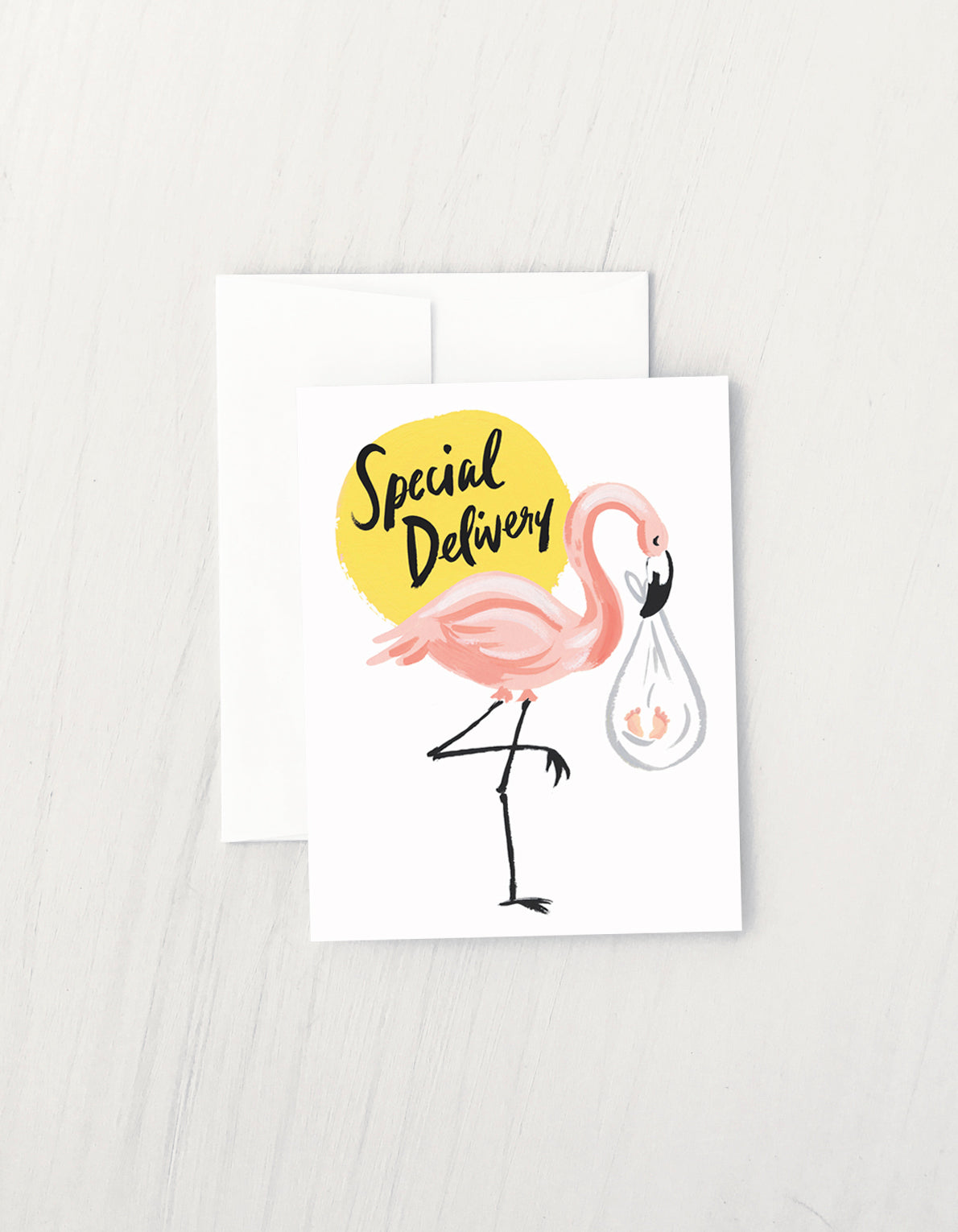 Baby Greeting Card | Flamingo Stork