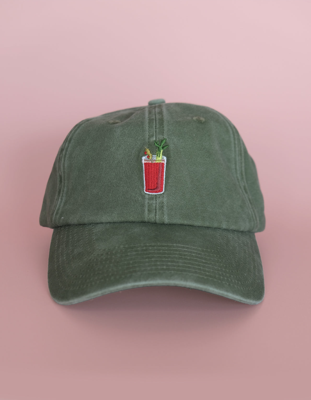 Embroidered Hat | Bloody Mary, Washed Green Color