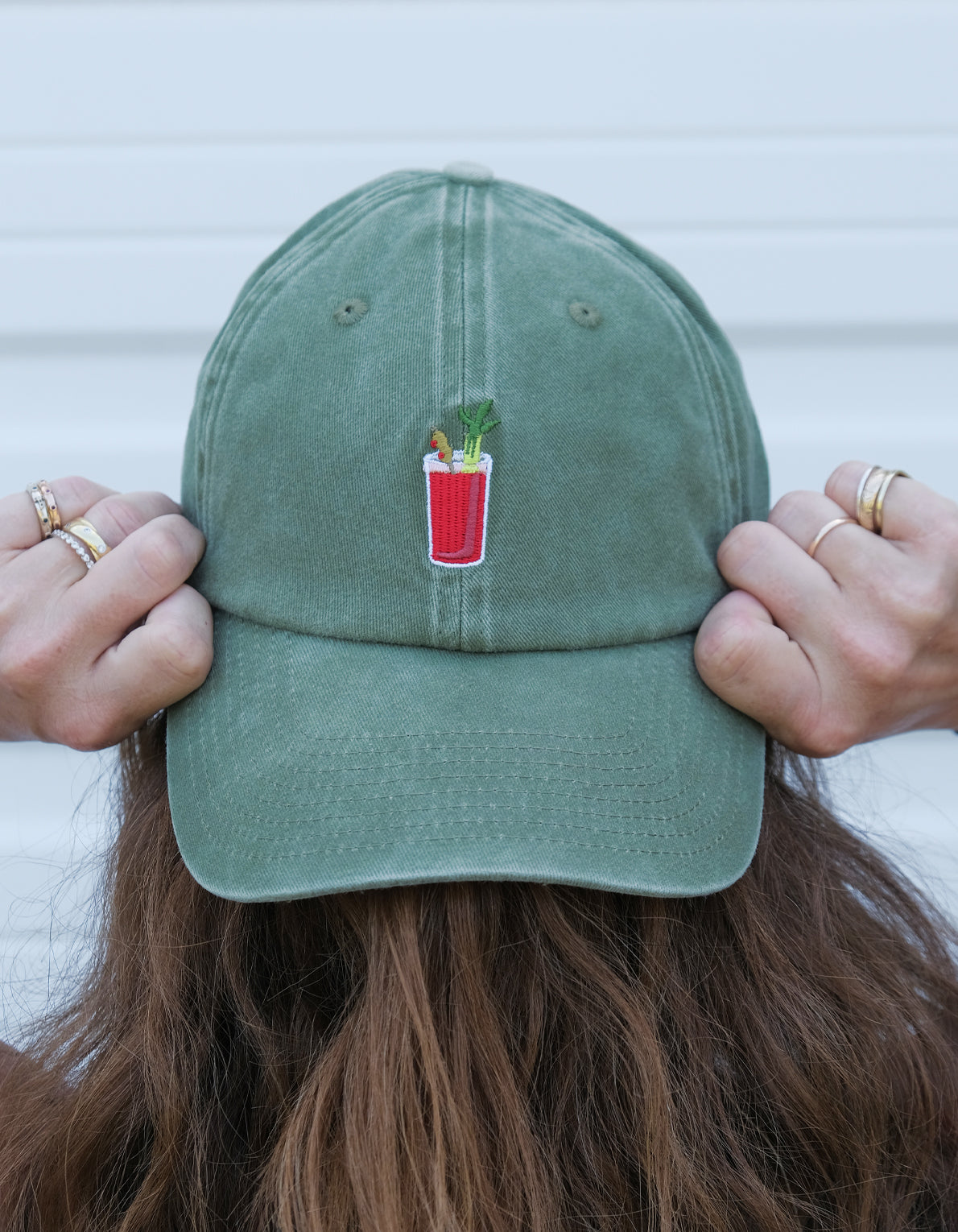 Embroidered Hat | Bloody Mary, Washed Green Color