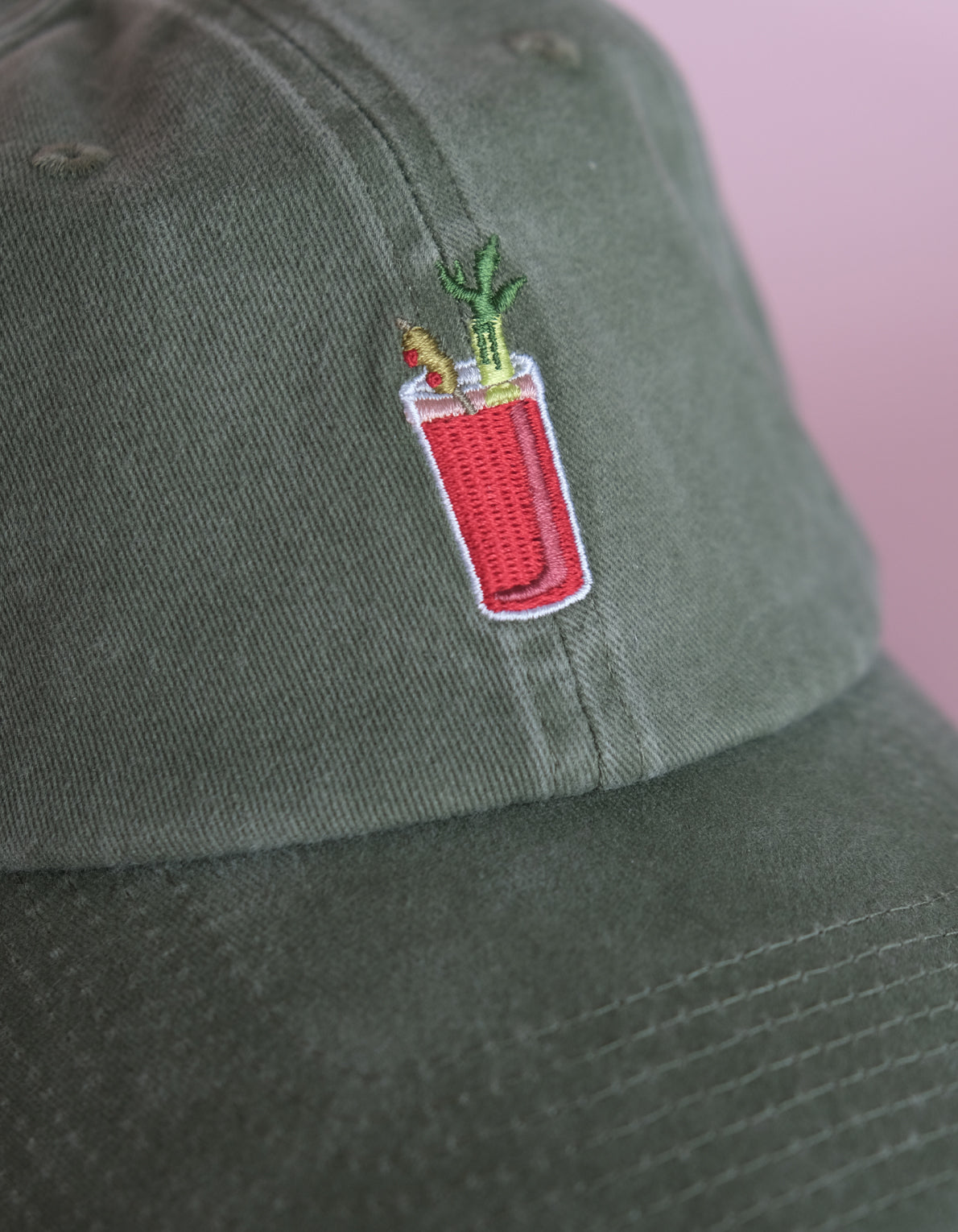 Embroidered Hat | Bloody Mary, Washed Green Color