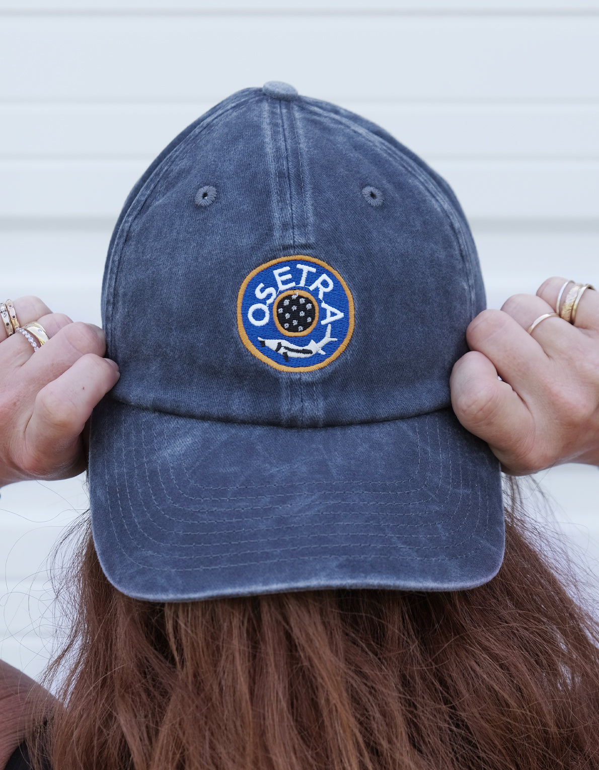 Embroidered Hat | Caviar, Washed Navy Color
