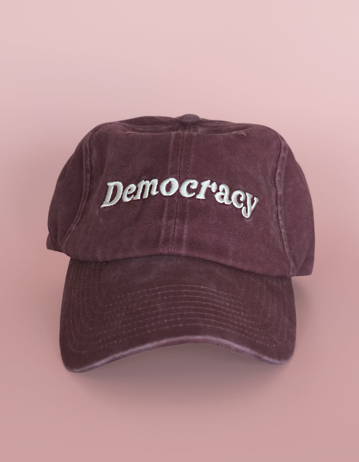 Embroidered Hat | Democracy, Washed Burgundy Color