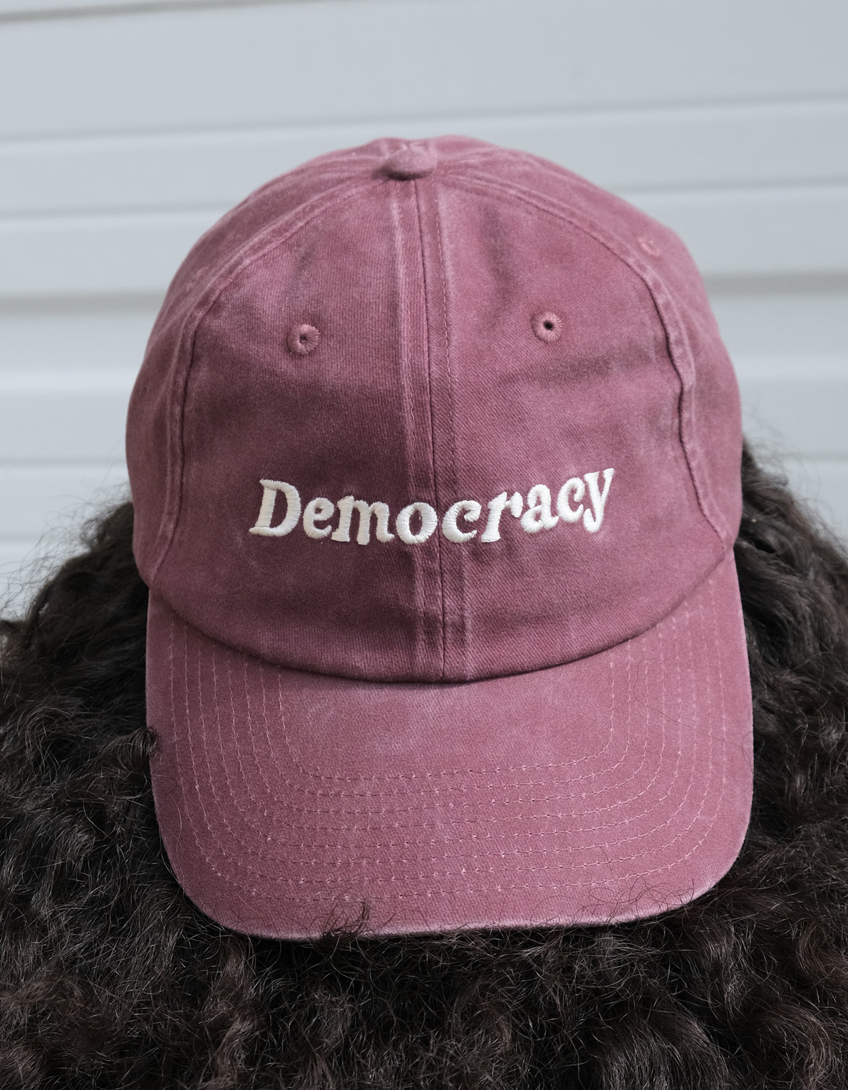 Embroidered Hat | Democracy, Washed Burgundy Color
