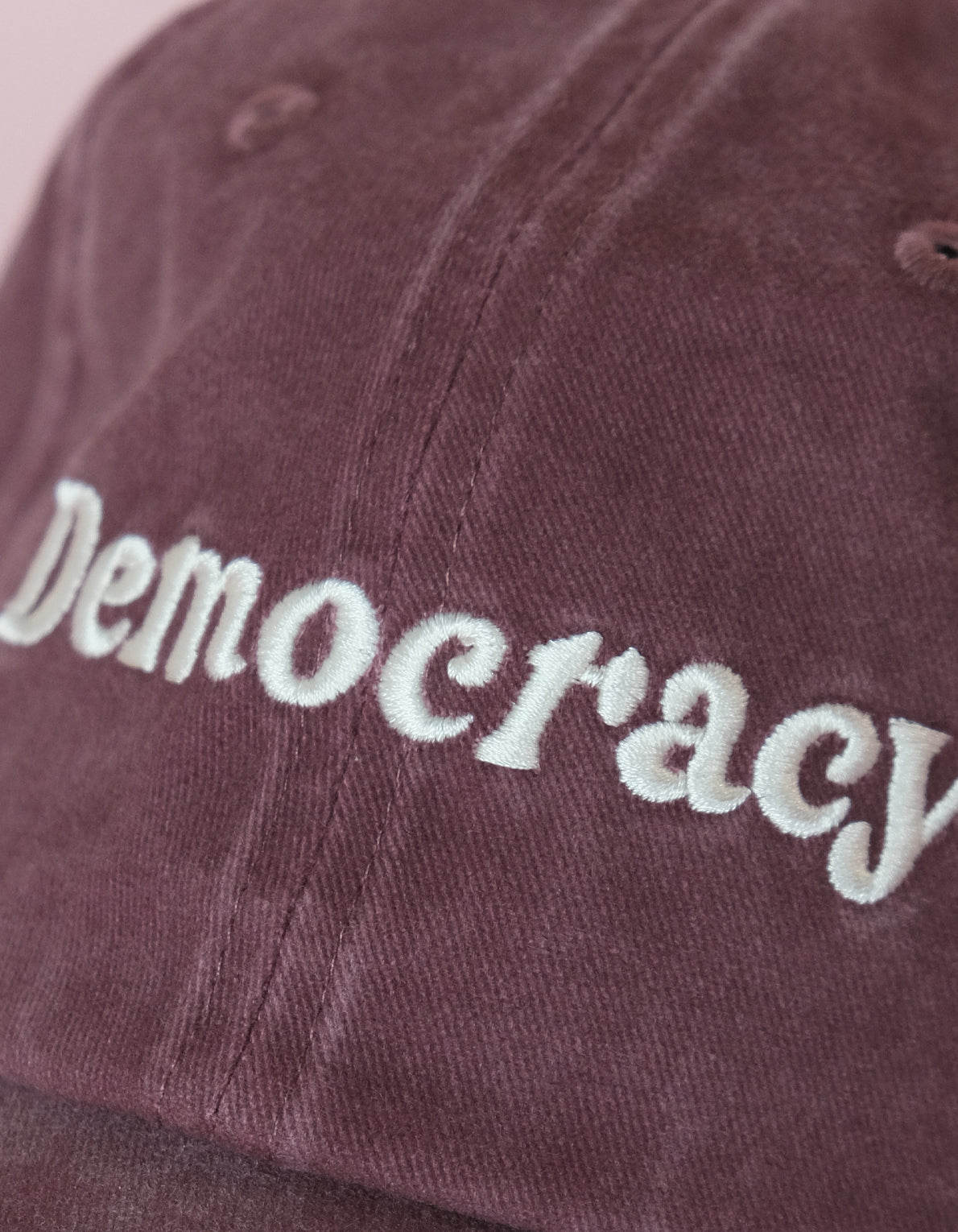 Embroidered Hat | Democracy, Washed Burgundy Color