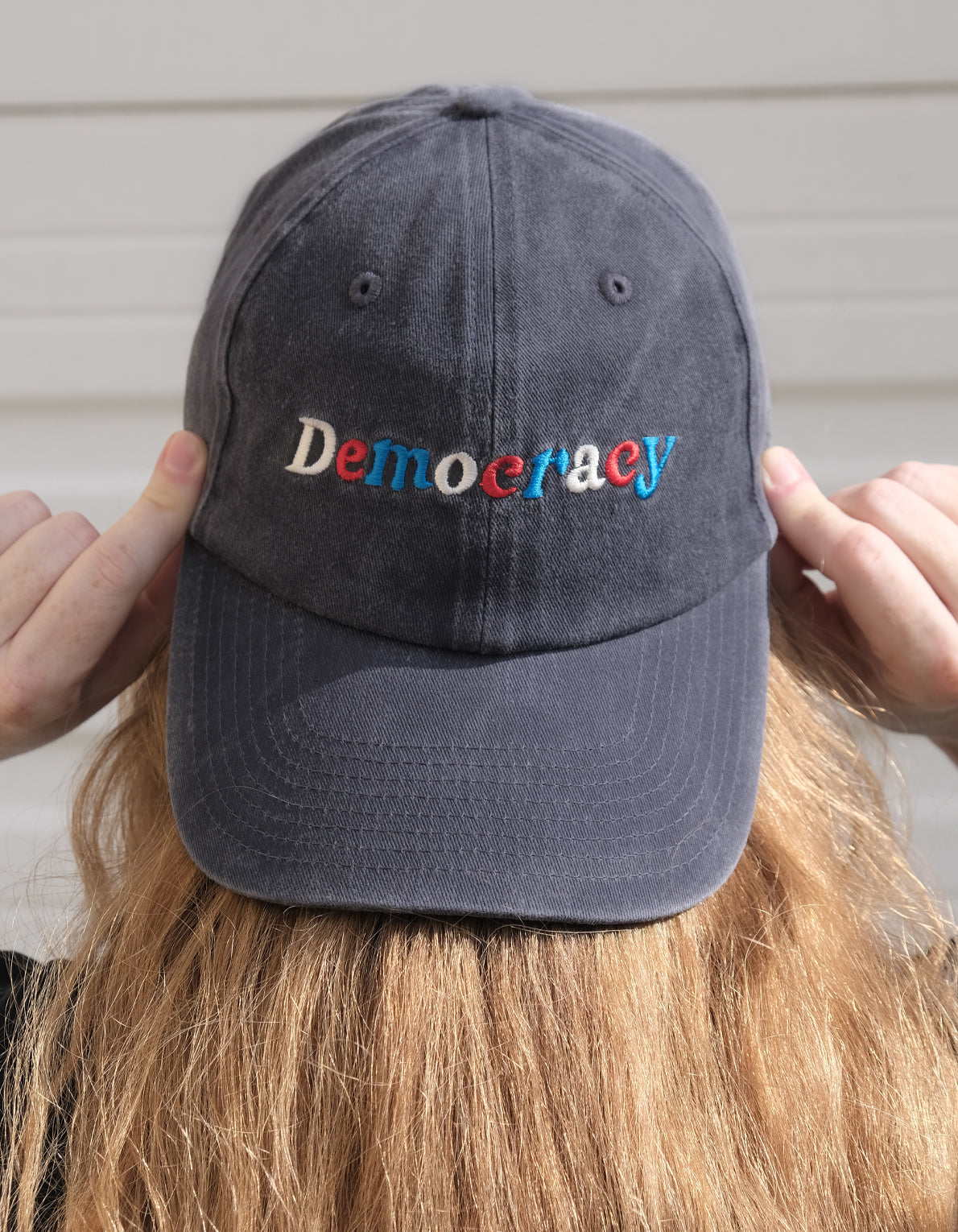 Embroidered Hat | Democracy, Red, White & Blue