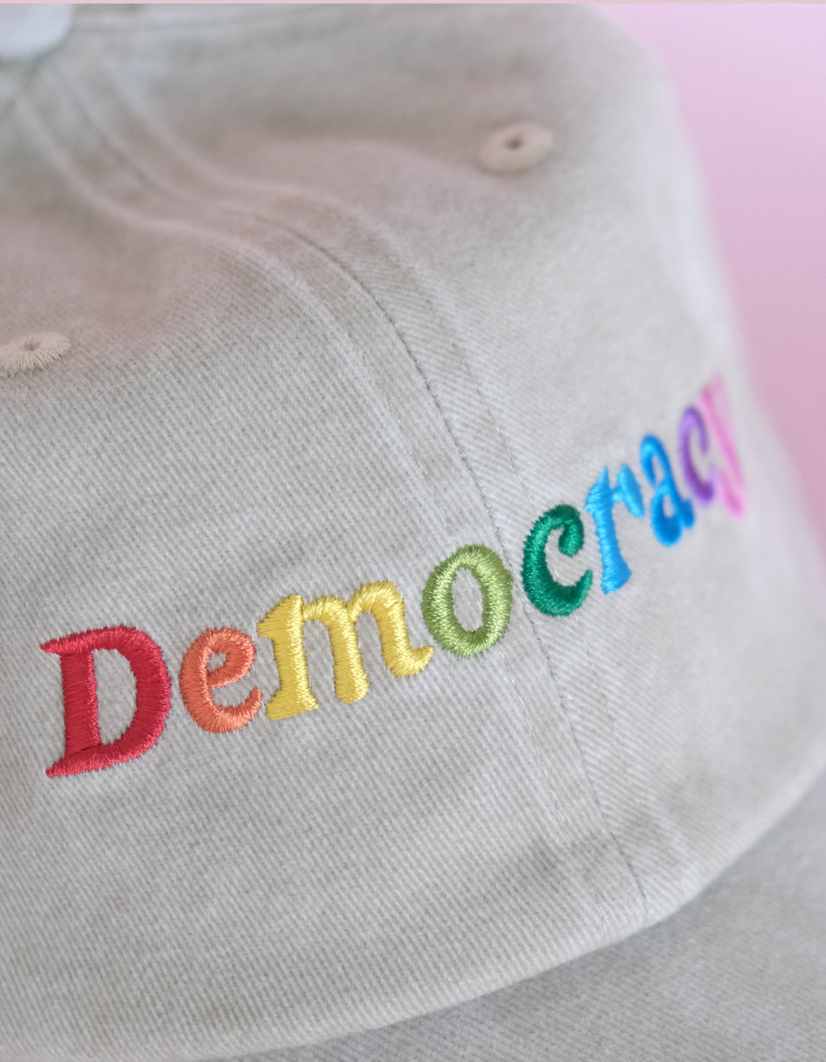 Embroidered Hat | Democracy, Rainbow