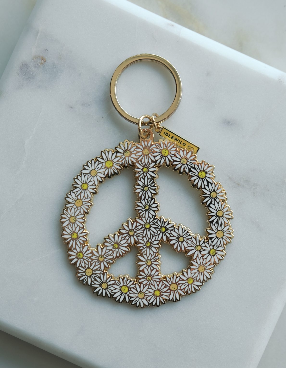 Enamel Keychain | Peace Daisy