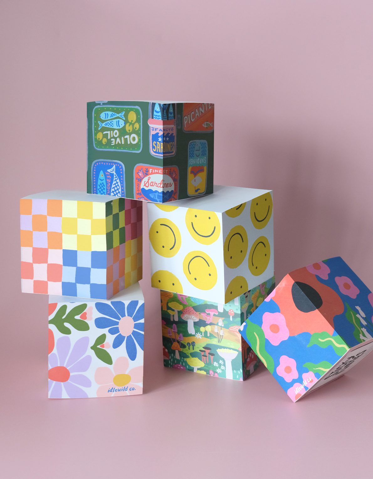 Sticky Note Cube | Colorful Snakes