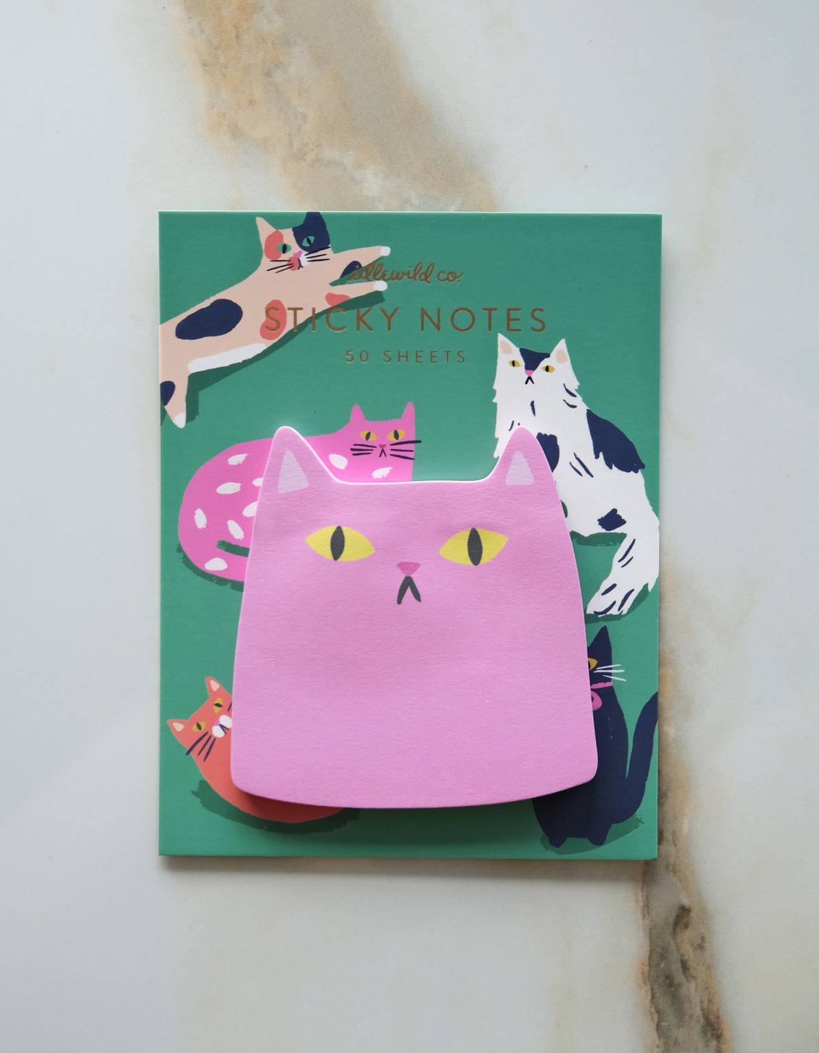 Die-Cut Sticky Note Pad | Pink Cat