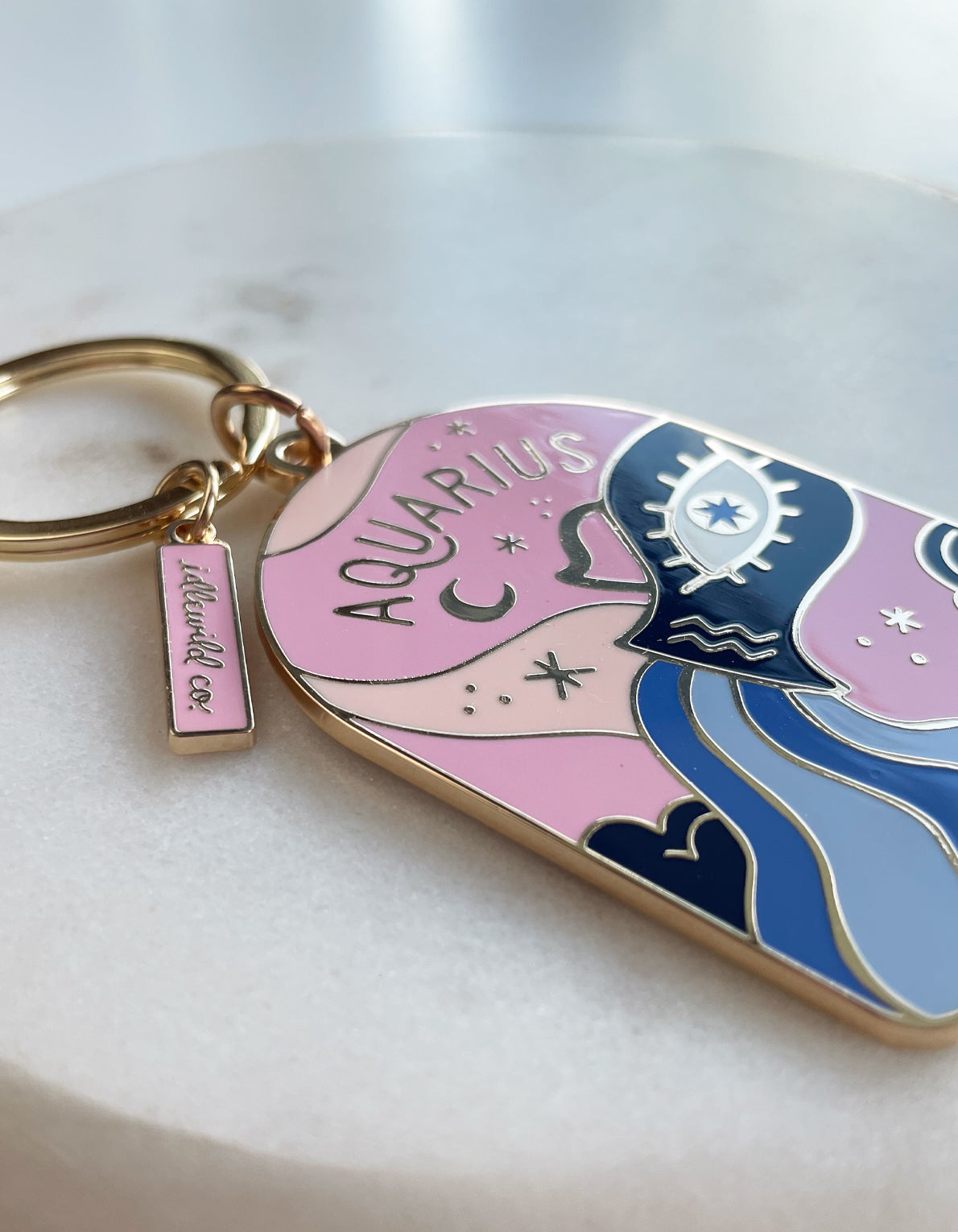 Zodiac Enamel Keychain | Aquarius