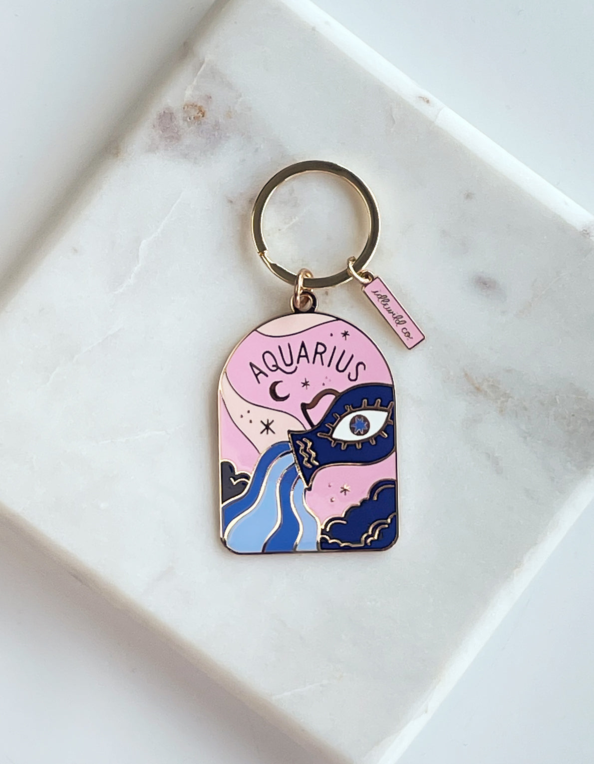 Zodiac Enamel Keychain | Aquarius