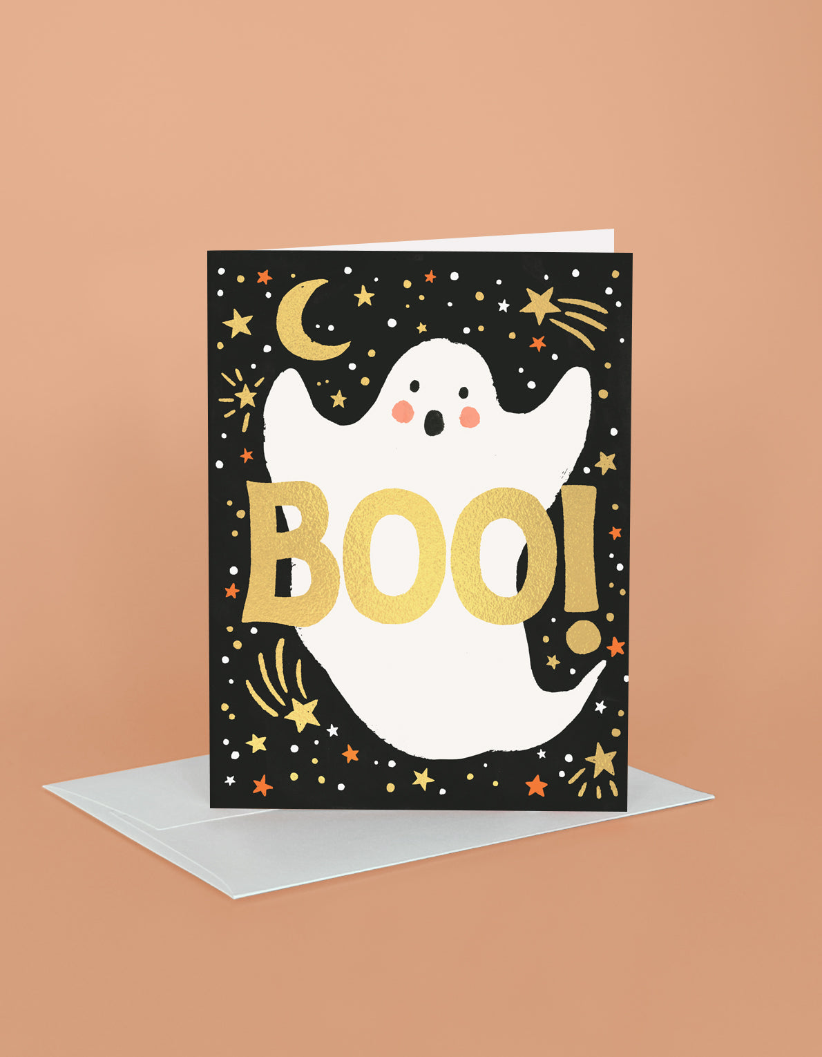 Halloween Greeting Card | BOO! Starry Sky Ghost