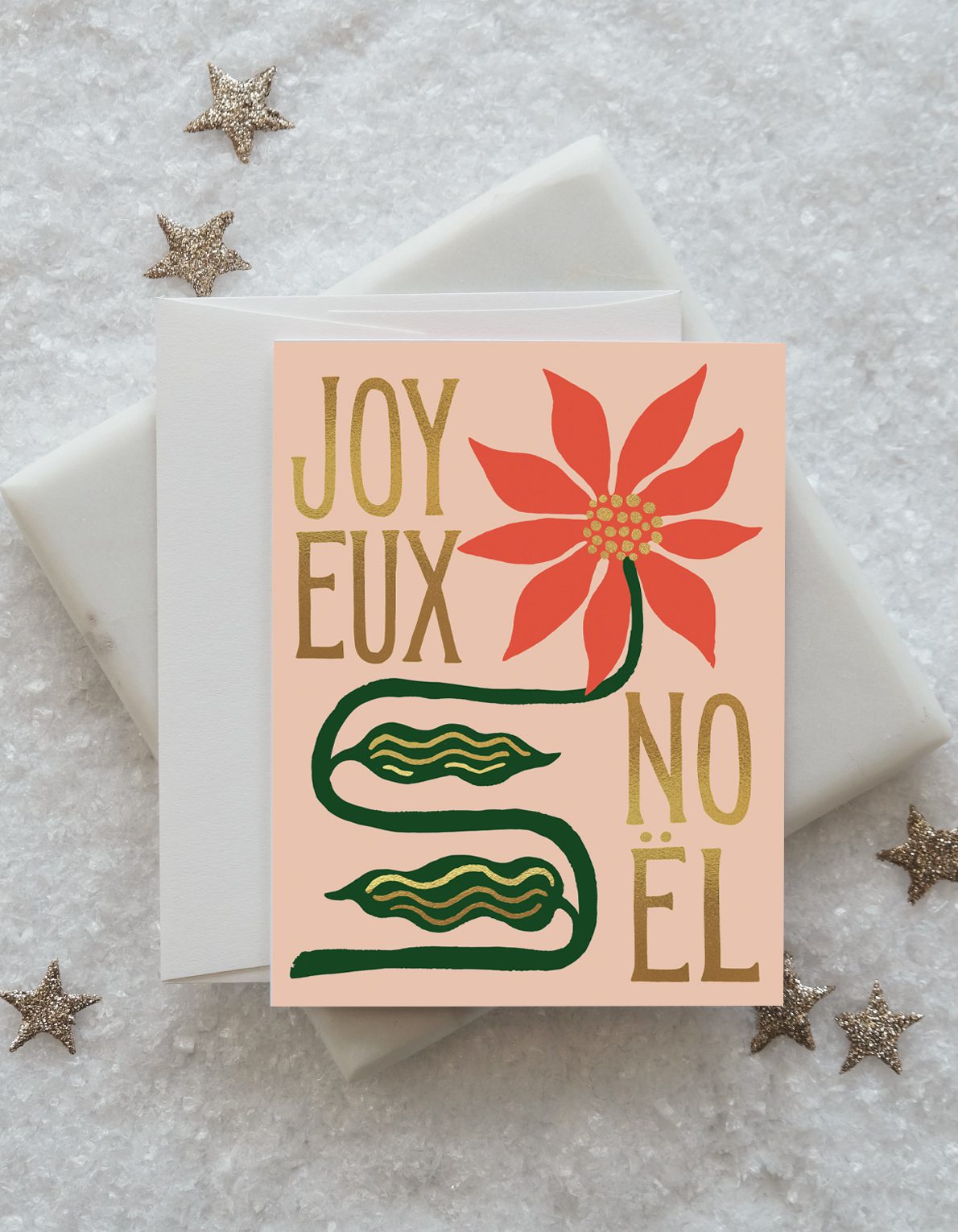 Christmas Greeting Card | Joyeux Noel Poinsettia