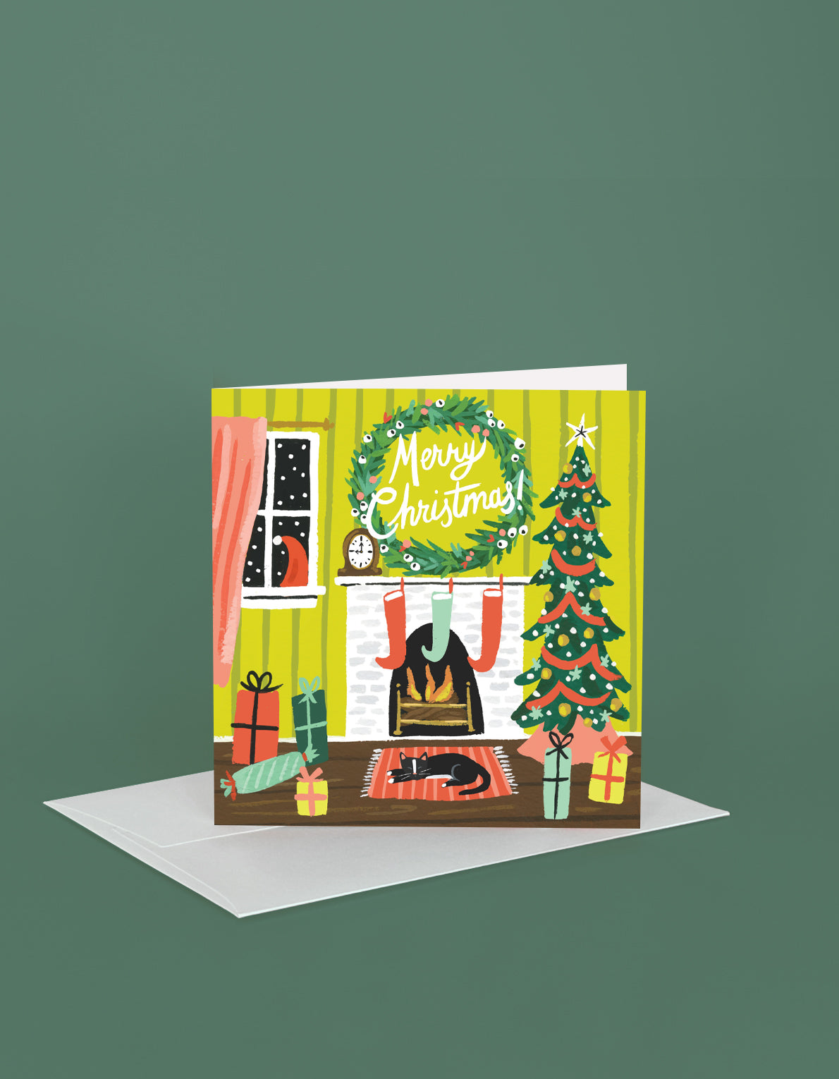 Christmas Greeting Card | Festive Fireplace