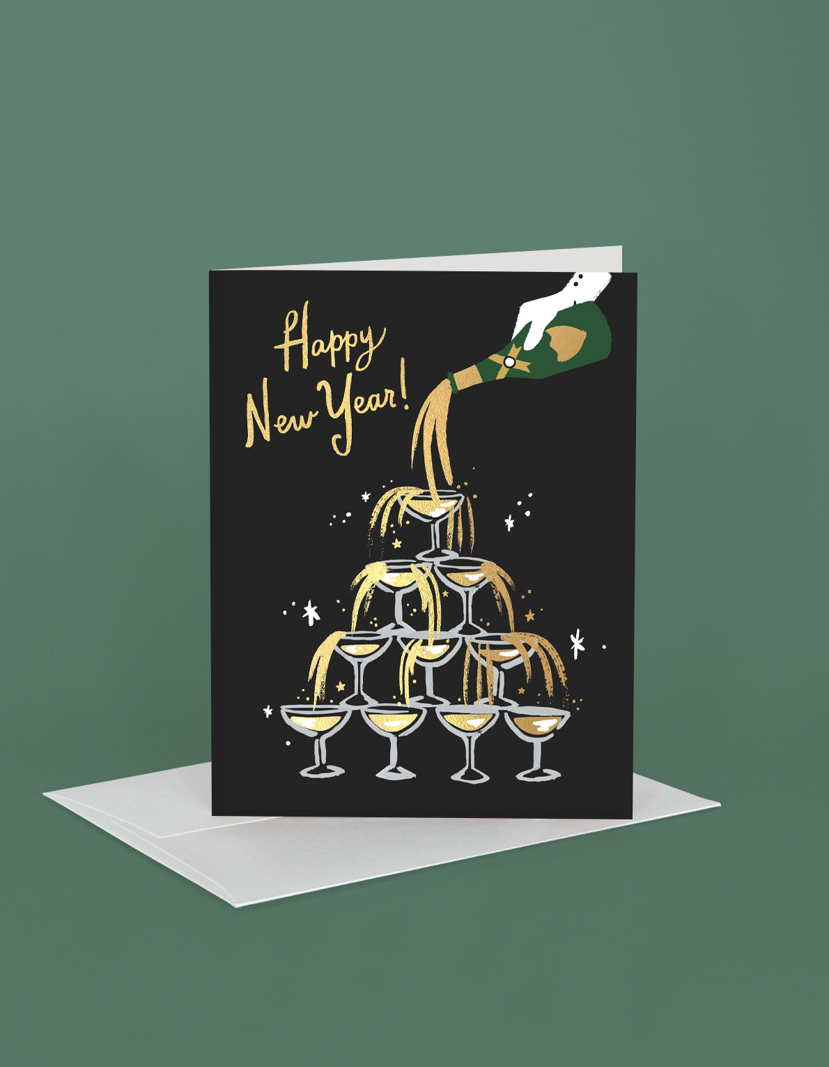 New Year Greeting Card | Champagne Tower