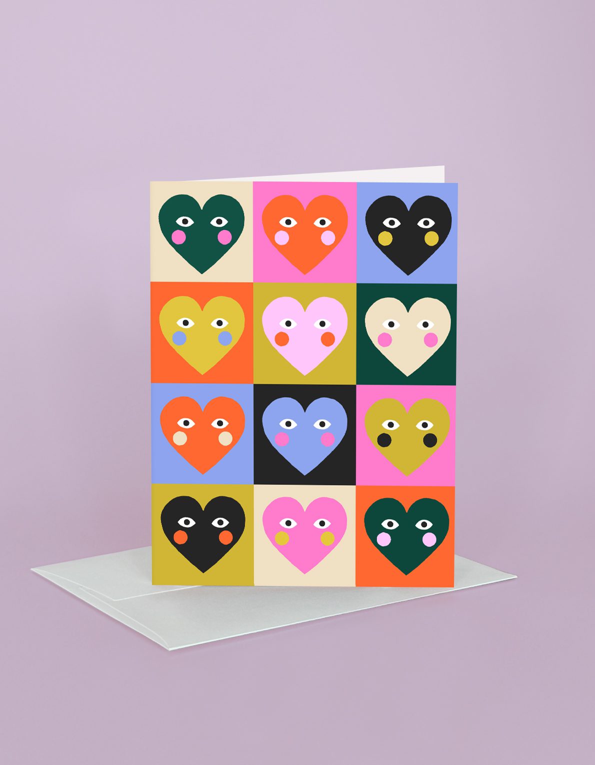 Love Greeting Card Checkerboard Hearts