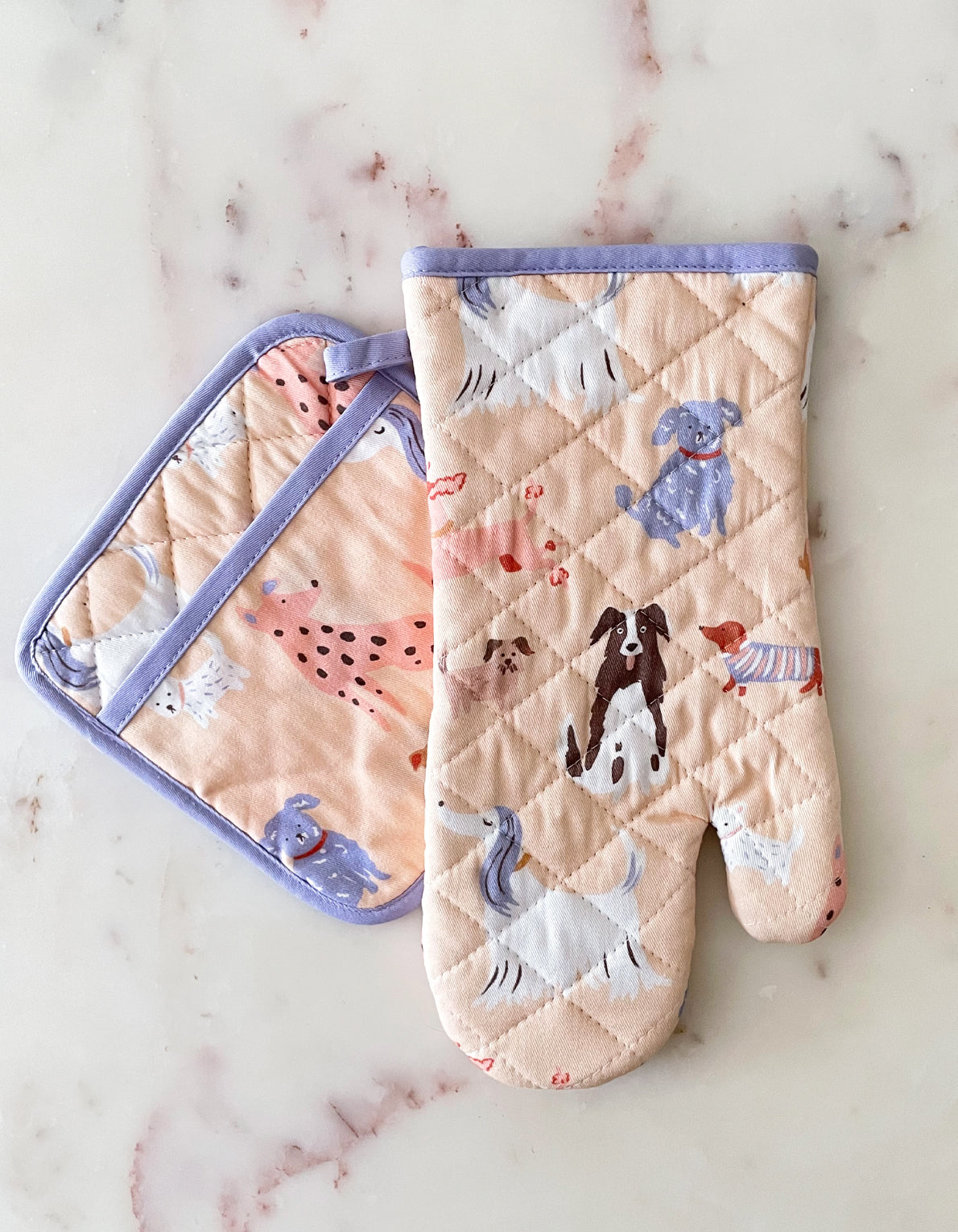 Oven Mitt + Potholder Set | Dogs