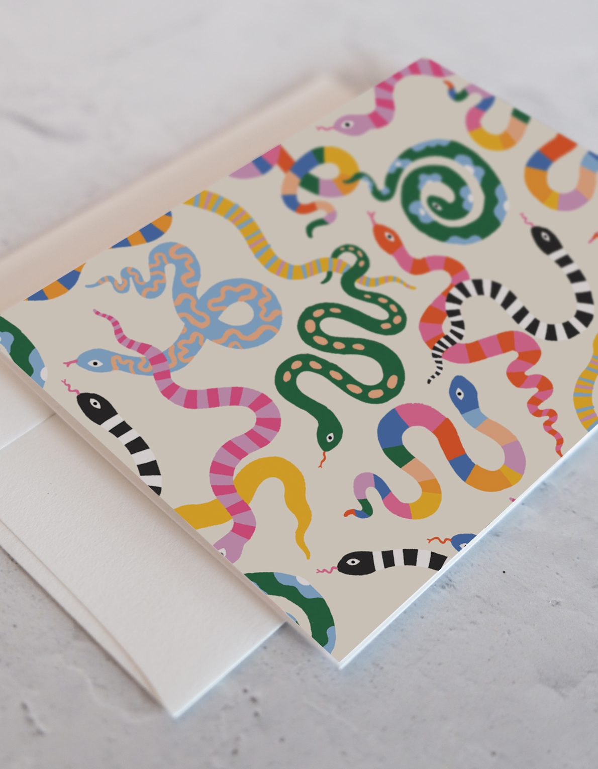 Note Cards, Boxed Set of 12 | Colorful Snakes