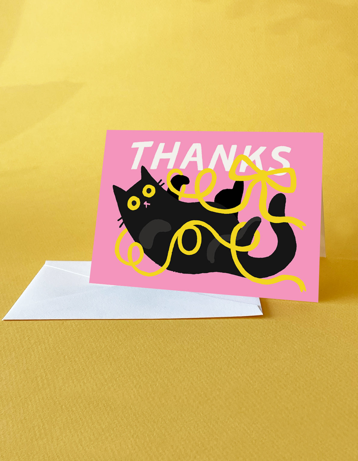 Note Cards, Boxed Set of 12 | Ribbon Cat Thanks