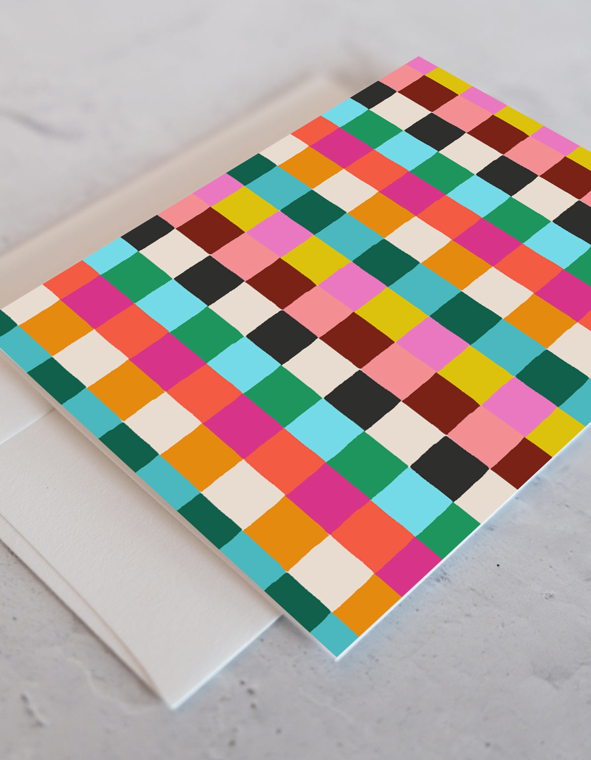 Note Cards, Boxed Set of 12 | Rainbow Bright Checks